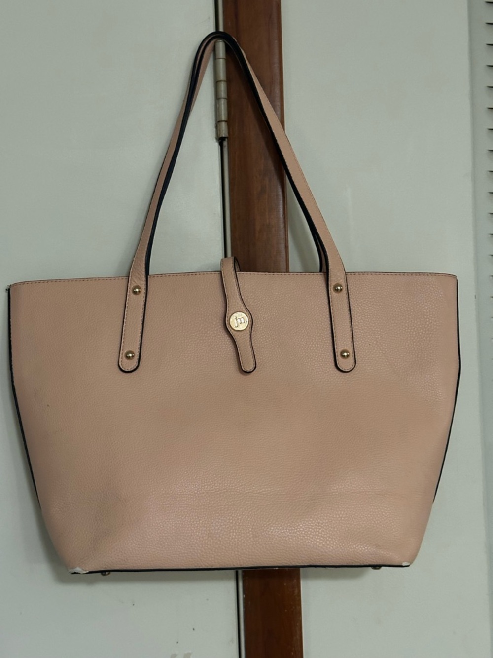 Jessica Moore Soft Blush Pebbled Tote with Gold Accent - Unbranded